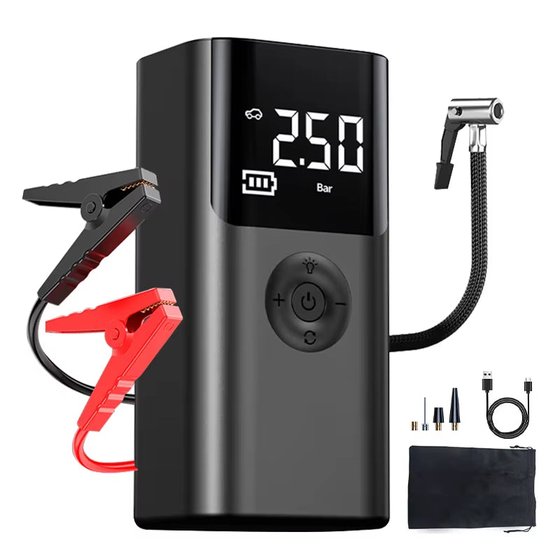 45W 2000A Air Pump Jump Starter Booster 16000Mah Power Bank Lithium Battery 4 in 1 Car Jump Starter